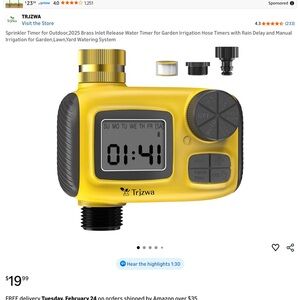 Yellow Brass Inlet Water Timer for Garden Irrigation